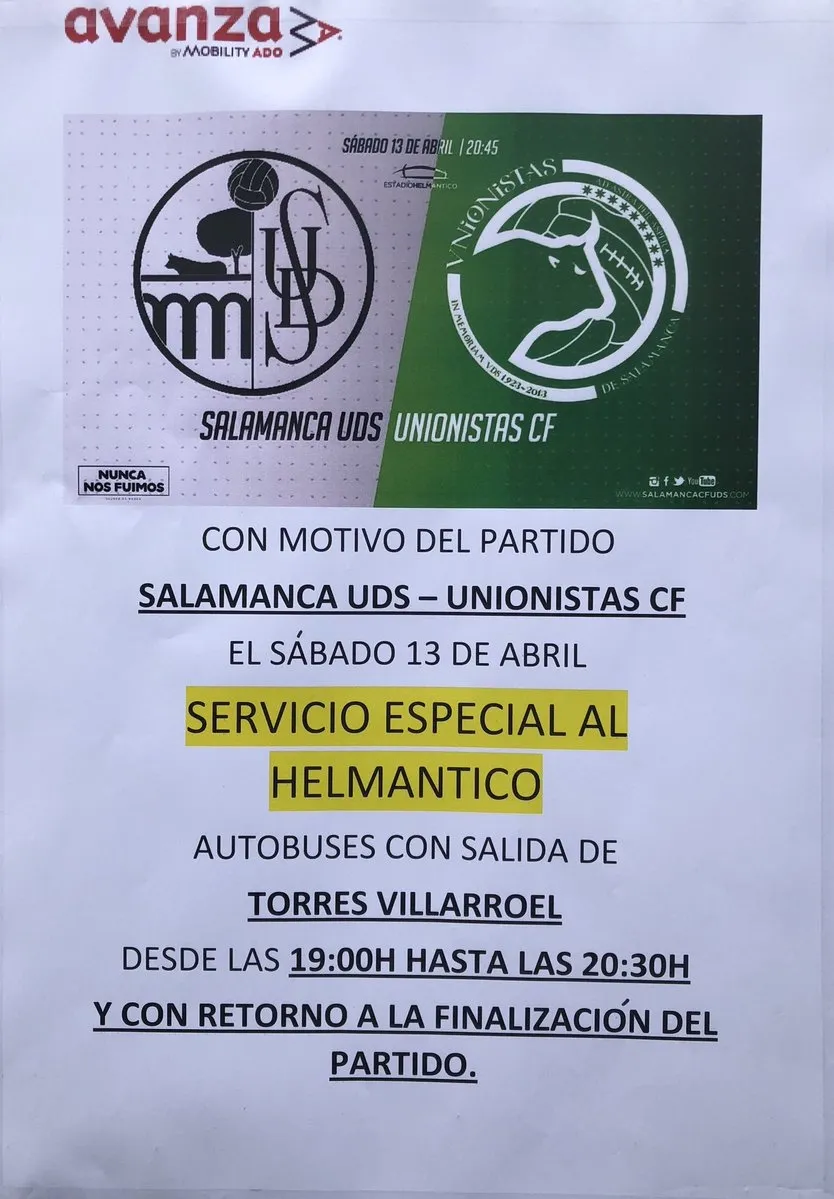 Foto 2 - El Salamanca UDS-Unionistas contar&aacute; con un servicio especial de autobuses de ida y vuelta para los ...