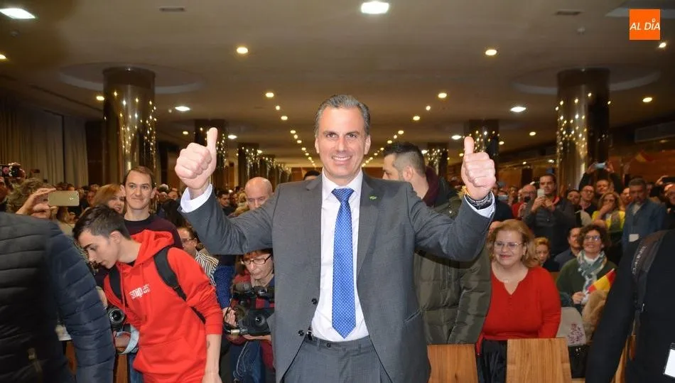 El secretario general de VOX, Javier Ortega Smith, en su última visita a Salamanca