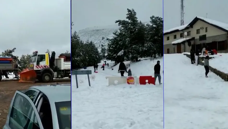 Quitanieves paradas en la Primera Plataforma de El Travieso
