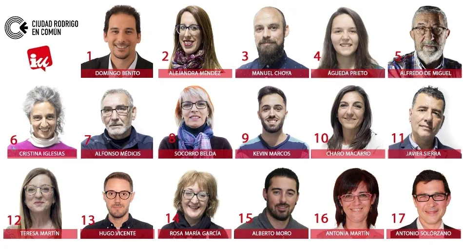 Quién es quién en la candidatura de Ciudad Rodrigo en Común-Izquierda Unida  