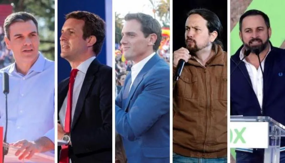 Sánchez, Casado, Rivera, Iglesias y Abascal