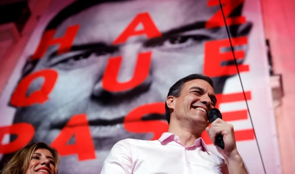 El presidente del Gobierno en funciones, Pedro Sánchez, en la noche electoral. EFE