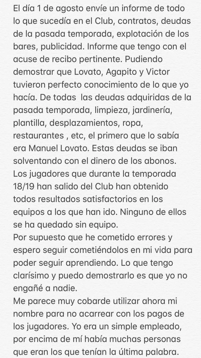 Foto 2 - Movilla: &ldquo;Me parece cobarde usar mi nombre para no pagar a los jugadores&rdquo;