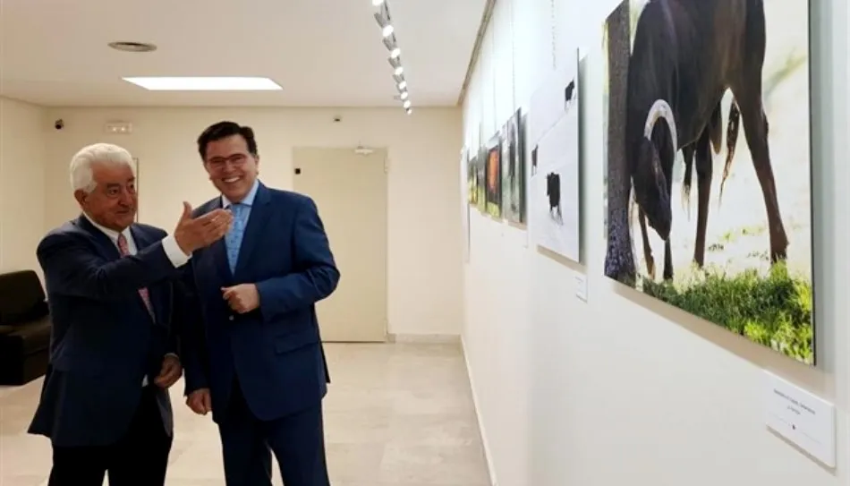 El secretario general de la Consejería de Cultura y Turismo, José Rodríguez Sanz-Pastor, en la inauguración de la muestra junto al torero Santiago Martín El Viti / Europa Press
