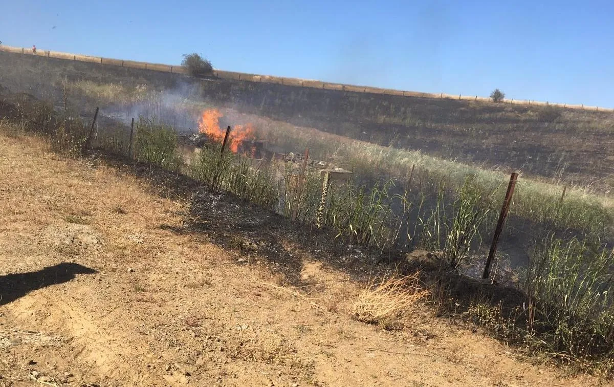 Foto 2 - Bomberos portugueses participan en la extinci&oacute;n de un incendio en La Alameda de Gard&oacute;n  