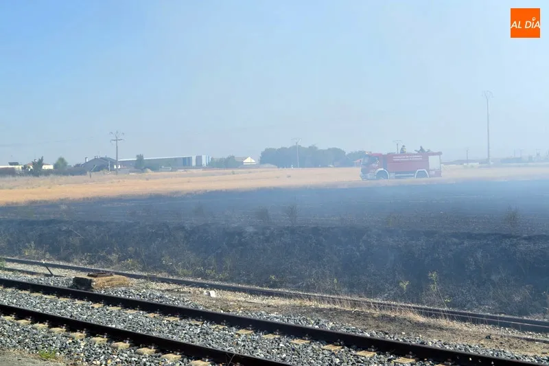 Foto 6 - Complicado incendio junto a la estaci&oacute;n de tren de Pe&ntilde;aranda