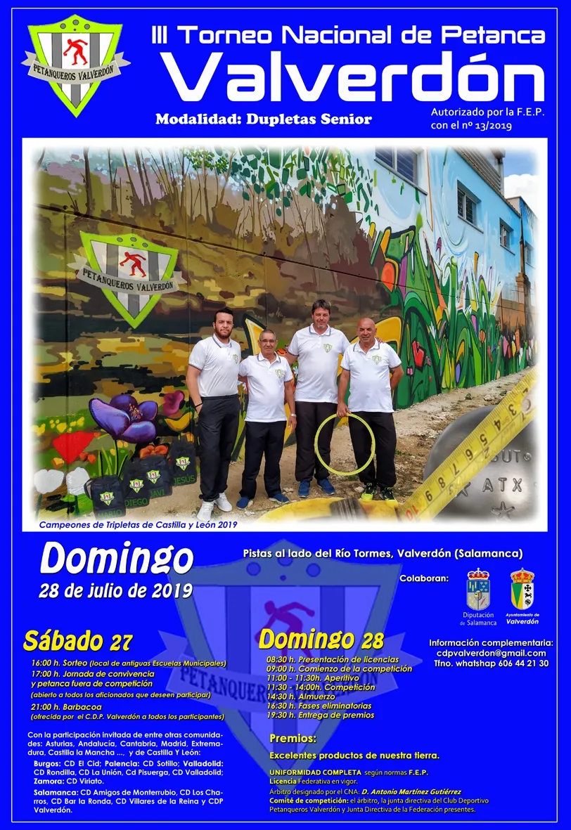 El torneo de petanca de Valverdón se disputará el 27 y 28 de julio