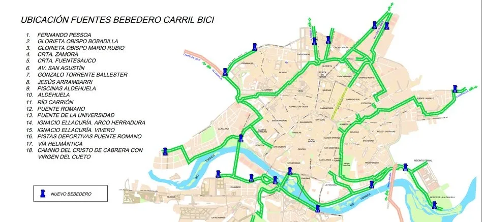 Foto 2 - Los carriles bici de Salamanca mejora con la instalaci&oacute;n de 18 nuevas fuentes