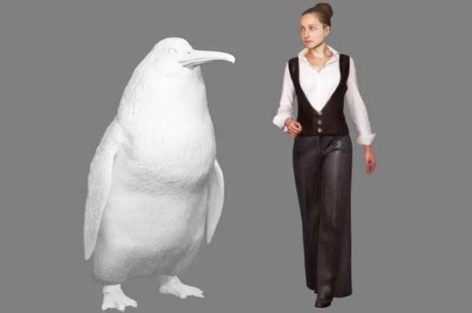 Recreación de un pingüino del tamaño de los humanos