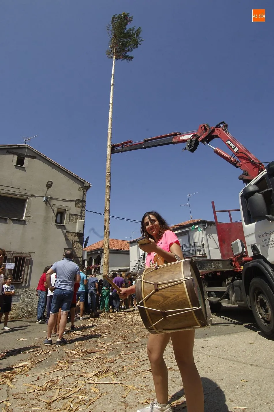 Foto 10 - La Quinta &iacute;ntegramente femenina de Villasrubias iza un pino de m&aacute;s de 20 metros  