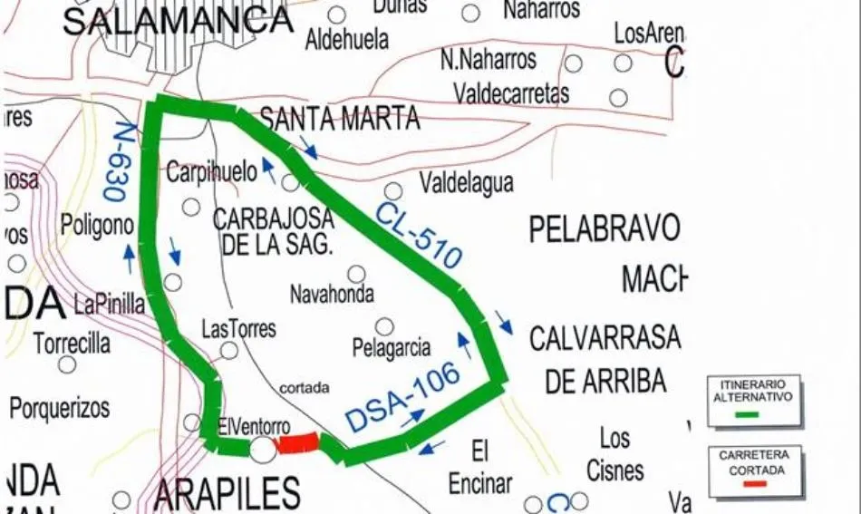 La carretera de Arapiles a Calvarrasa de Arriba estará cortada un mes
