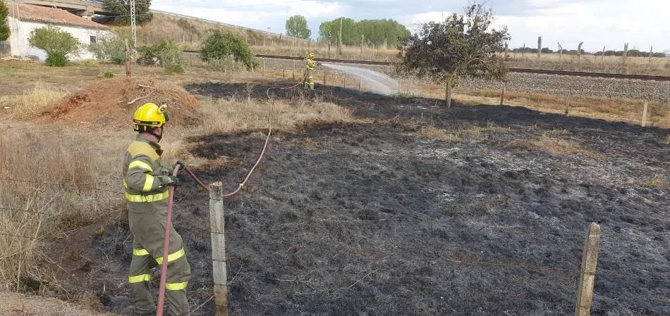 Foto 4 - El tren provoca un incendio a la altura de Mu&ntilde;oz  