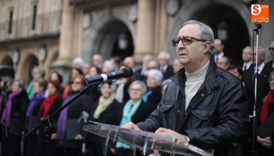 José Antonio Hernández Sayagués, director de teatro y actor, en un acto anterior en la Plaza Mayor