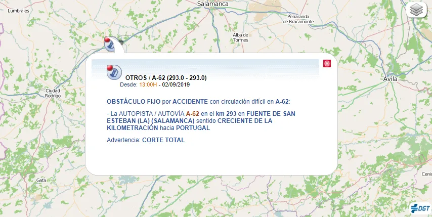 Fallece un motorista de 68 años en un accidente en la A-62  