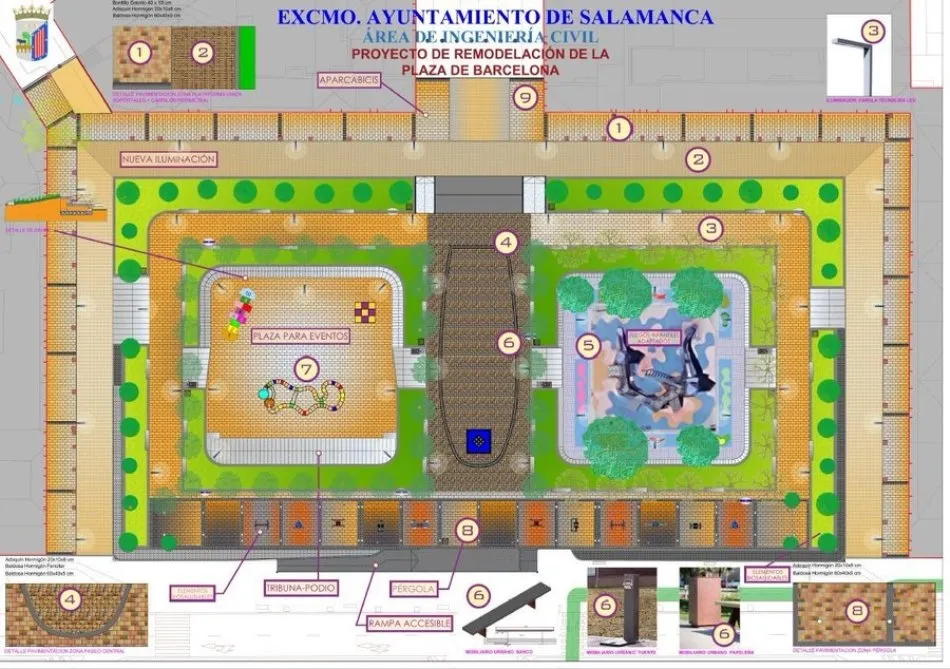 Plano de la reforma de la plaza de Barcelona