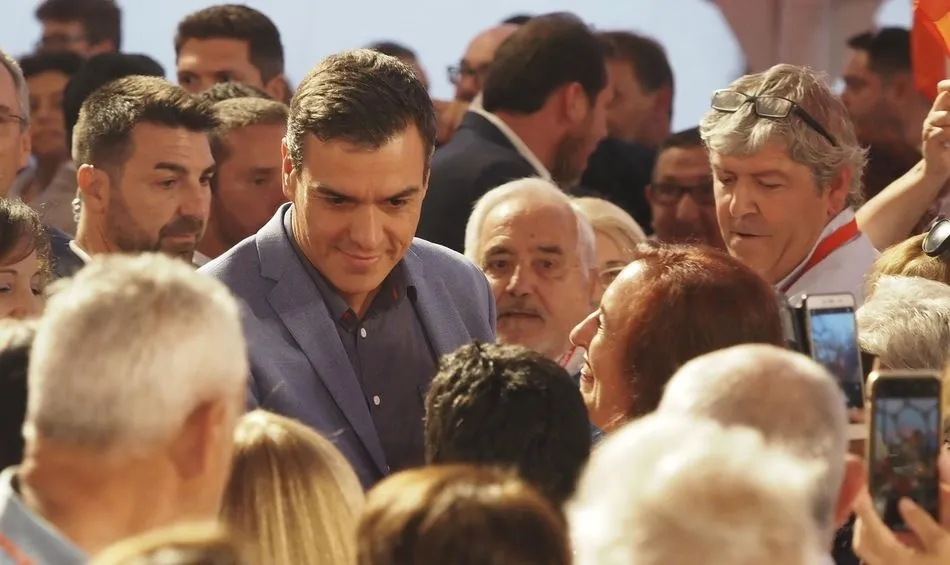 Pedro Sánchez ha participado en un mitin de precampaña en Valladolid / EP