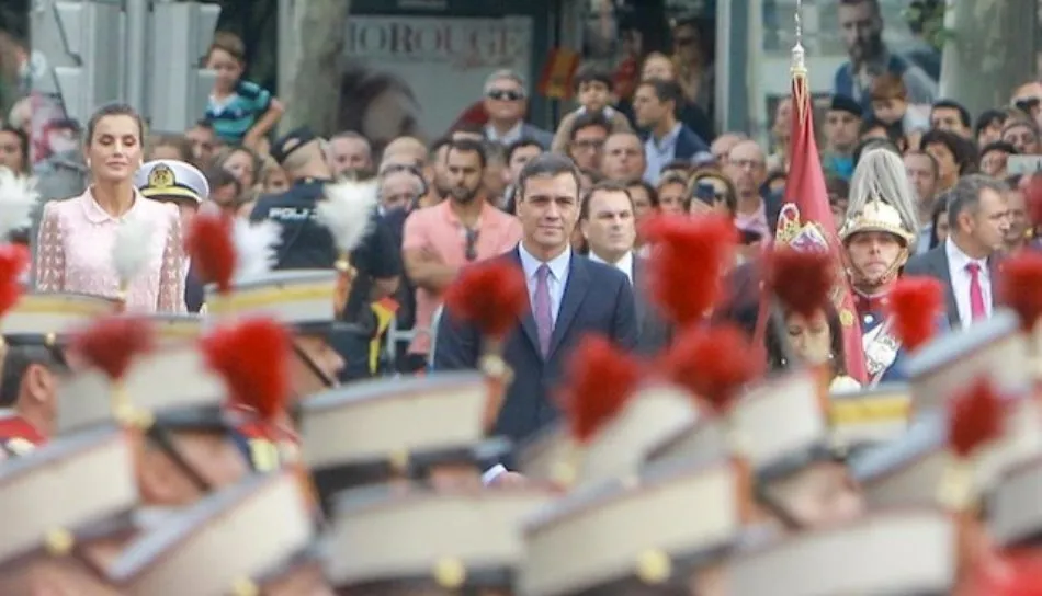 Llegada del presidente del Gobierno, Pedro Sánchez, al desfile de Madrid con motivo del 12 de octubre