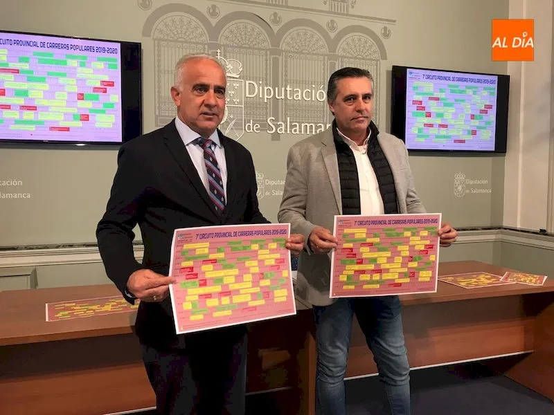 Jesús María Ortiz y Casimiro Blanco durante la presentación del VII Circuito Provincial de Carreras Populares / Pedro Zaballos