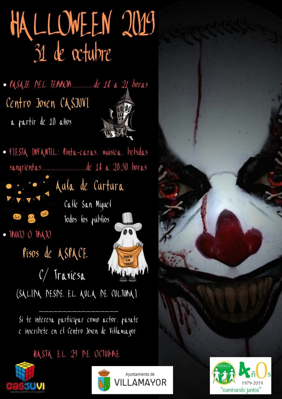 Cartel con información sobre las actividades de Halloween