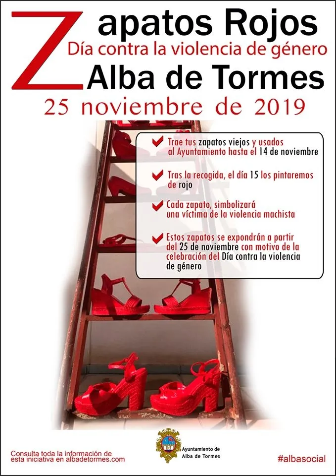 Cartel de la iniciativa Zapatos Rojos impulsada por el Ayuntamiento de Alba de Tormes