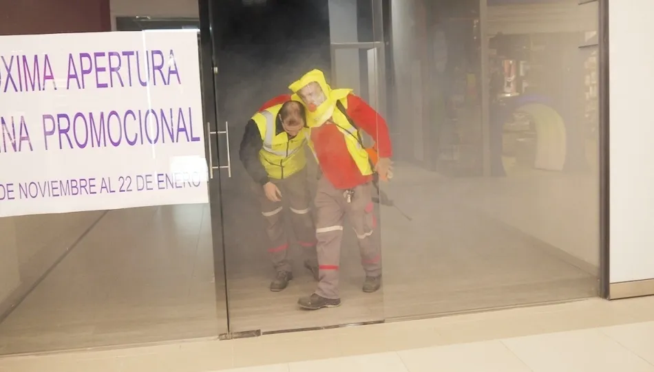 Uno de los momentos de este simulacro de evacuación en El Tormes