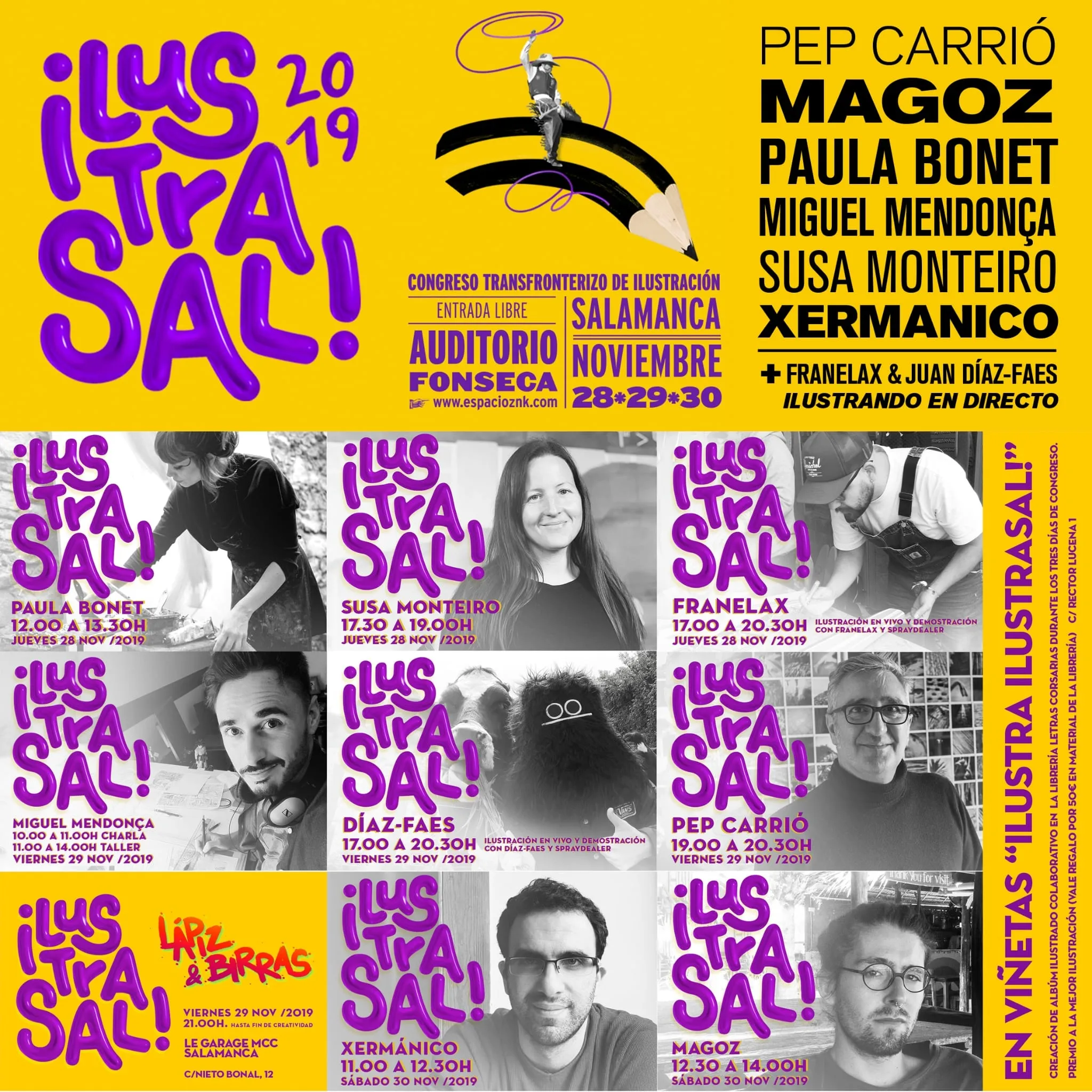 Cartel con los asistentes al congreso de ilustración transfronterizo