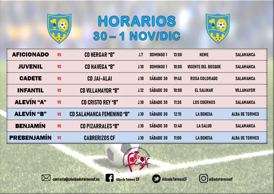 Horarios y partidos del Alba de Tormes CF