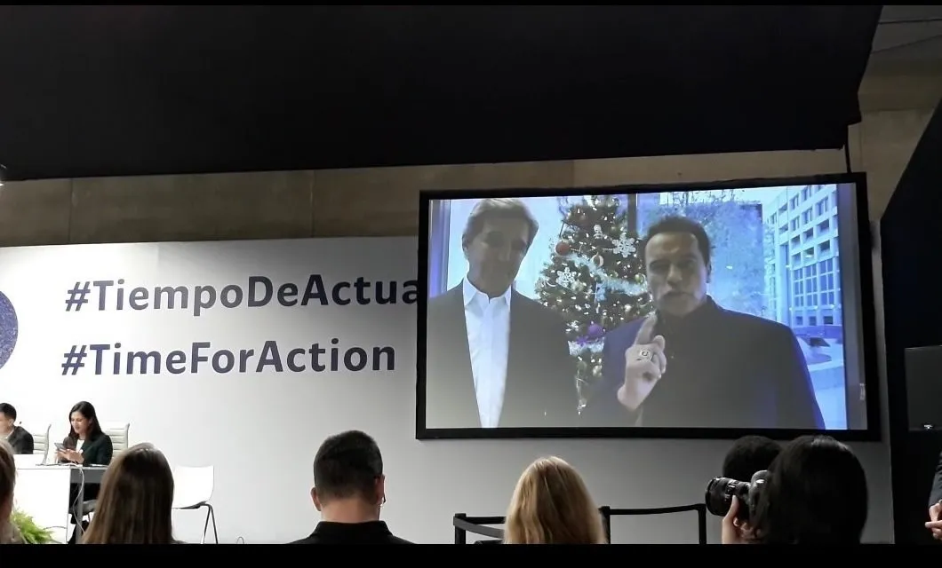 Schwarzenegger y John Kerry en el mensaje enviado a la COP25