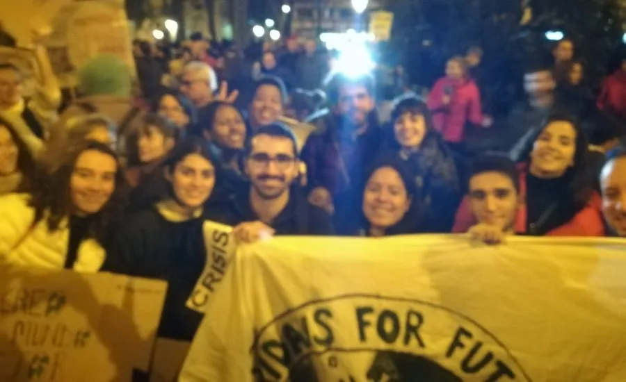 Integrantes de Fridays For Future de Salamanca en la marcha por el clima de Madrid. Foto @FFFSalamanca