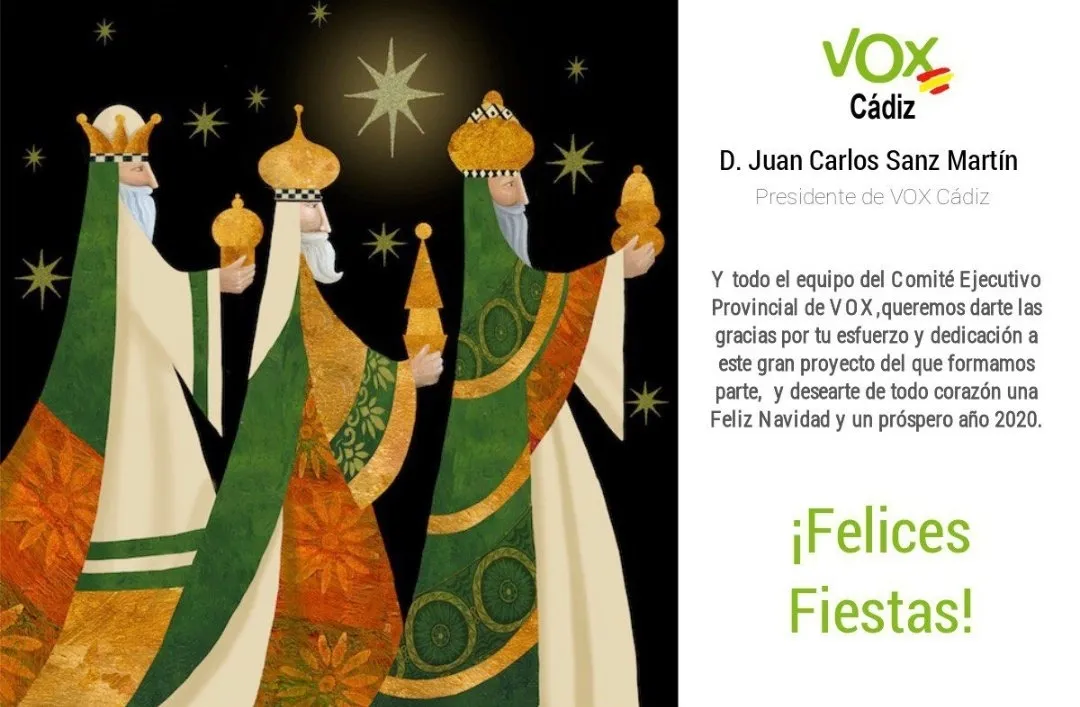 Felicitación navideña enviada por VOX a los medios