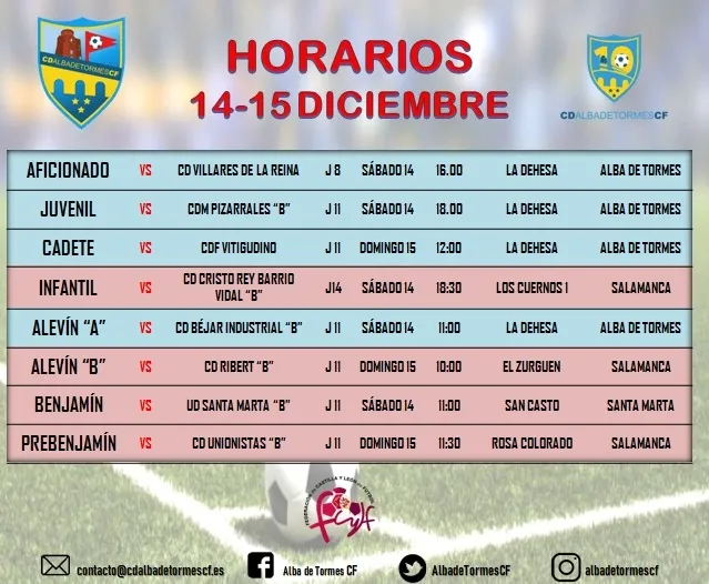 Alba de Tormes CF: Partidos del fin de semana