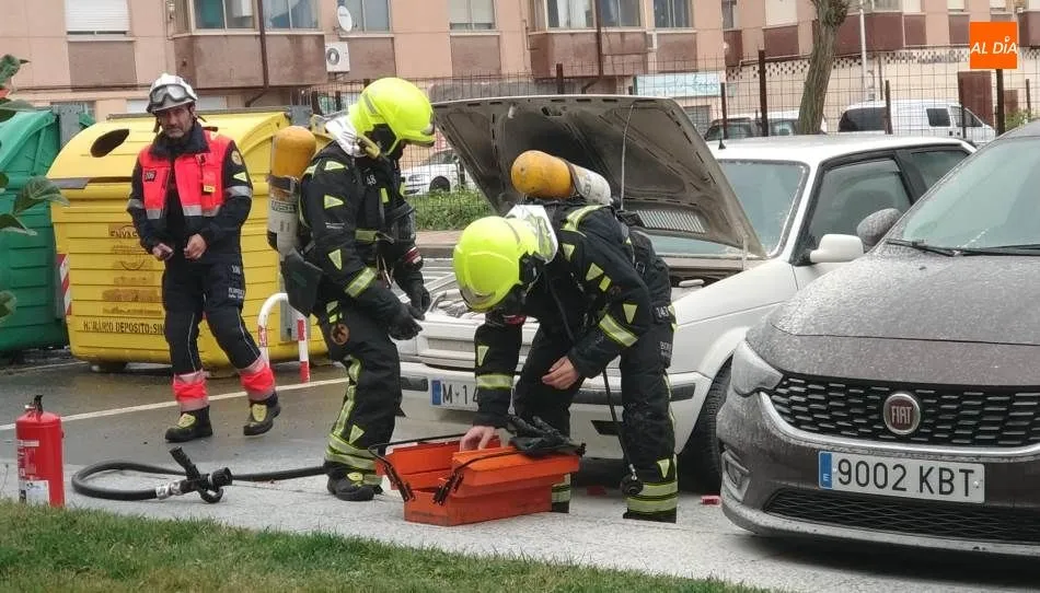 Foto 4 - Los Bomberos sofocan el incendio de un veh&iacute;culo en el barrio de Puente Ladrillo
