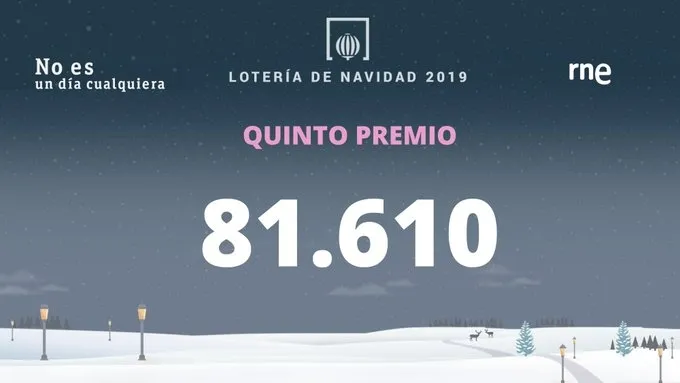 El 81.610, el último quinto premio del Sorteo de Navidad 2019, dotado con 60.000 euros a la serie  