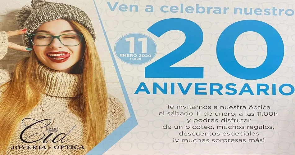 Óptica Cid celebrará su 20 aniversario con su fiel clientela  