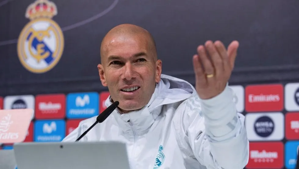 Zidane, en una rueda de prensa del Madrid