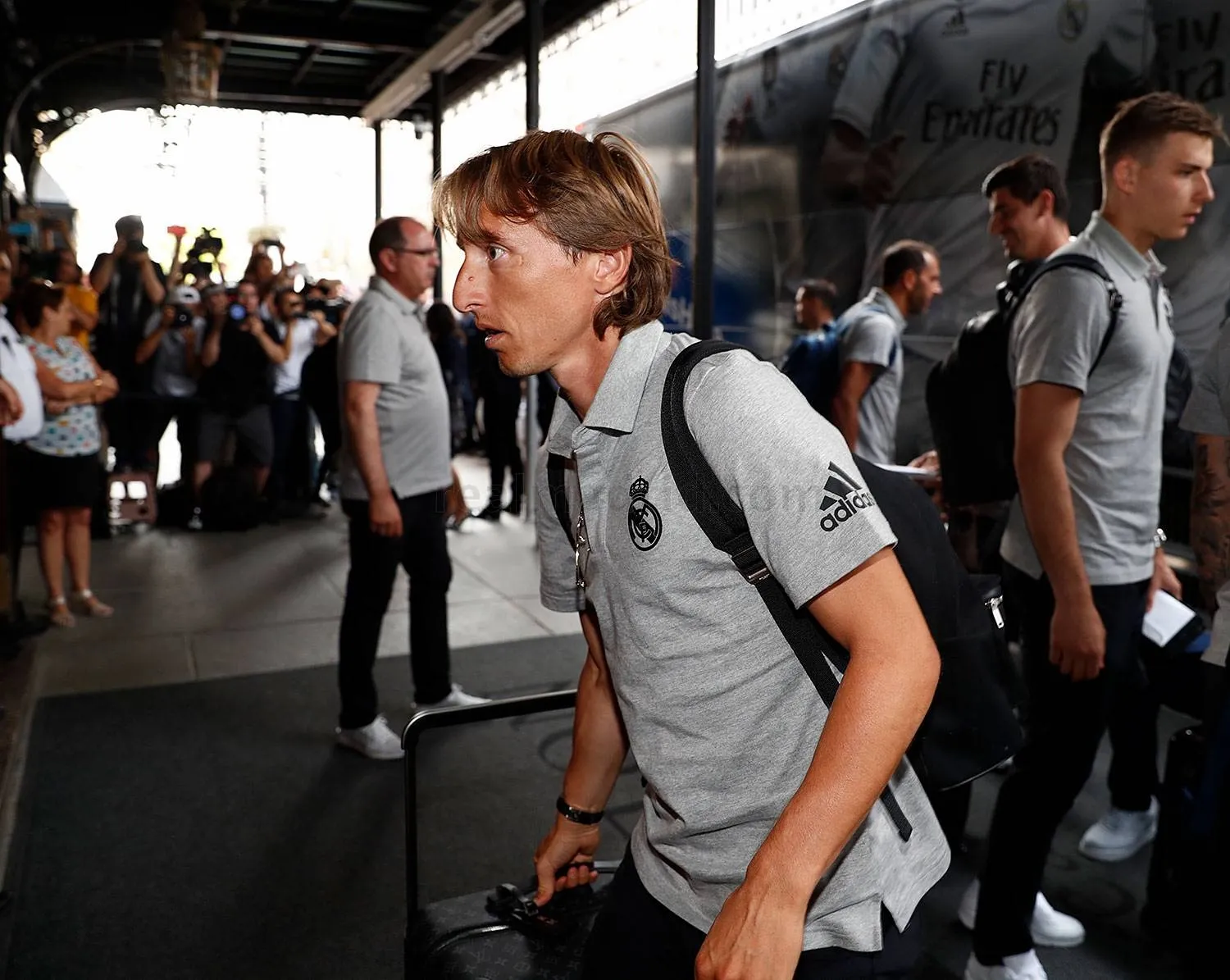 Modric, a su llegada al hotel de concentración, durante un viaje con el Real Madrid / Real Madrid