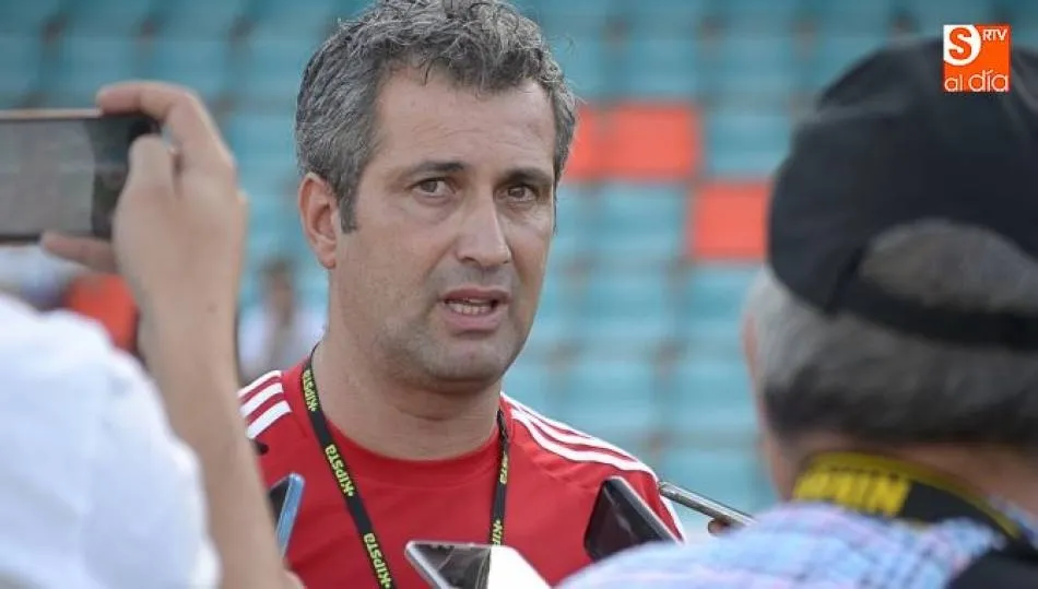 María Hernández, en un entrenamiento en el Helmántico