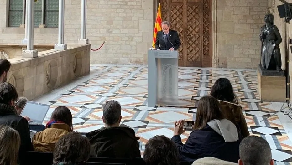 Rueda de prensa de Quim Torra, presidente de Cataluña. Foto EP