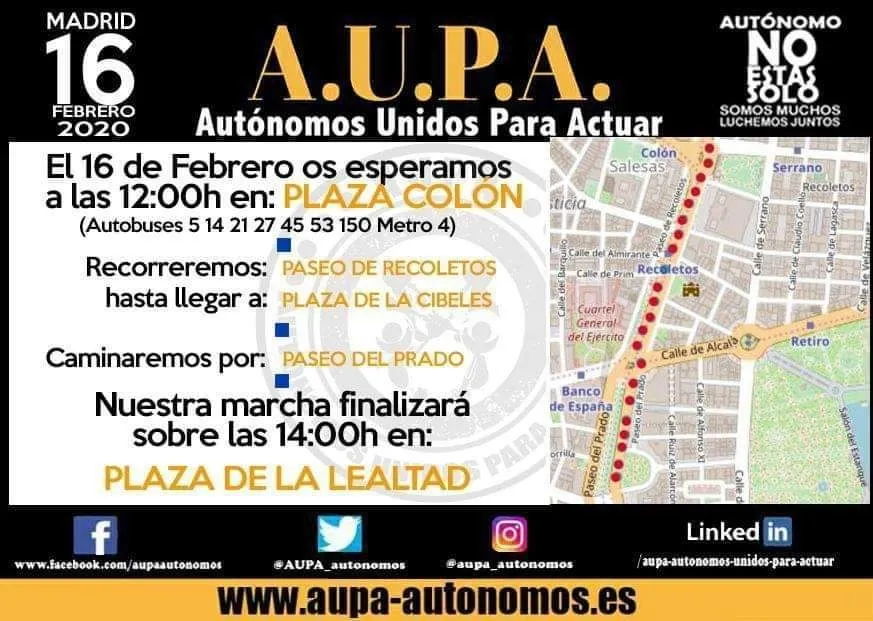 AUPA hace un llamamiento a los autónomos de Ciudad Rodrigo y comarca para la manifestación del...