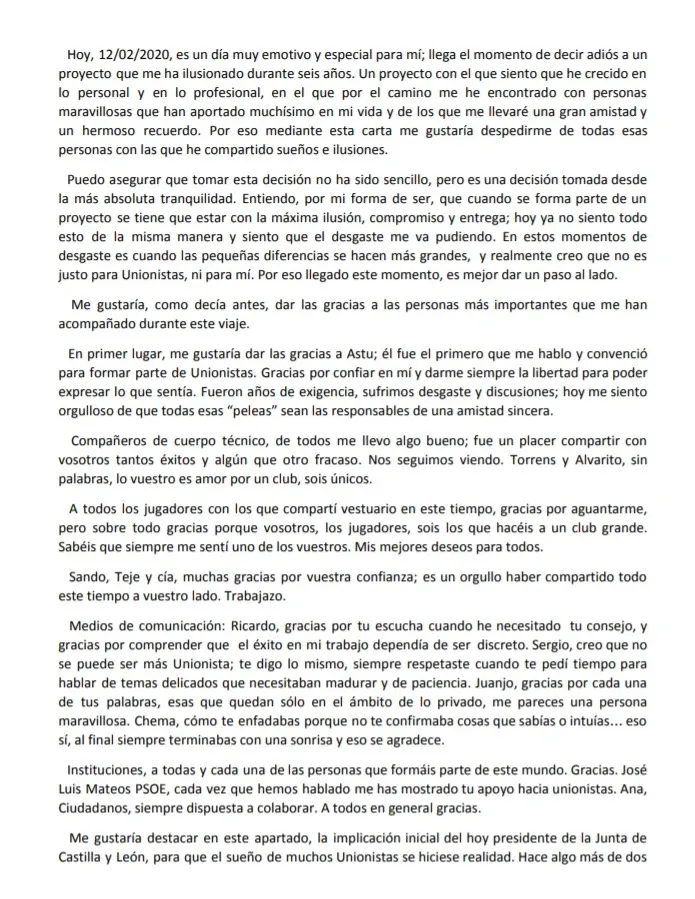 Foto 3 - Tom, responsable de Relaciones Institucionales de Unionistas decide no continuar en el club