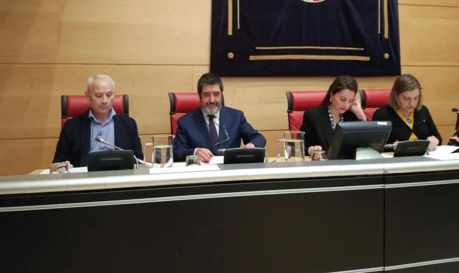 El gerente regional de Salud, Manuel Mitadiel, (segundo por la izquierda), durante su comparecencia en la Comisión de Sanidad en las Cortes. Foto EP