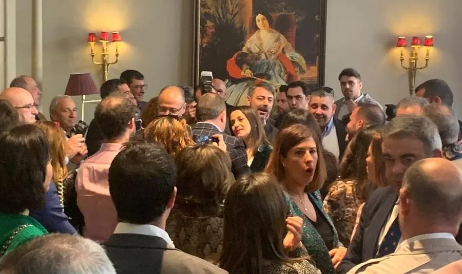 La candidata a la Presidencia de Ciudadanos Inés Arrimadas, en el encuentro con militantes y simpatizantes en un hotel de Valladolid. Foto EP