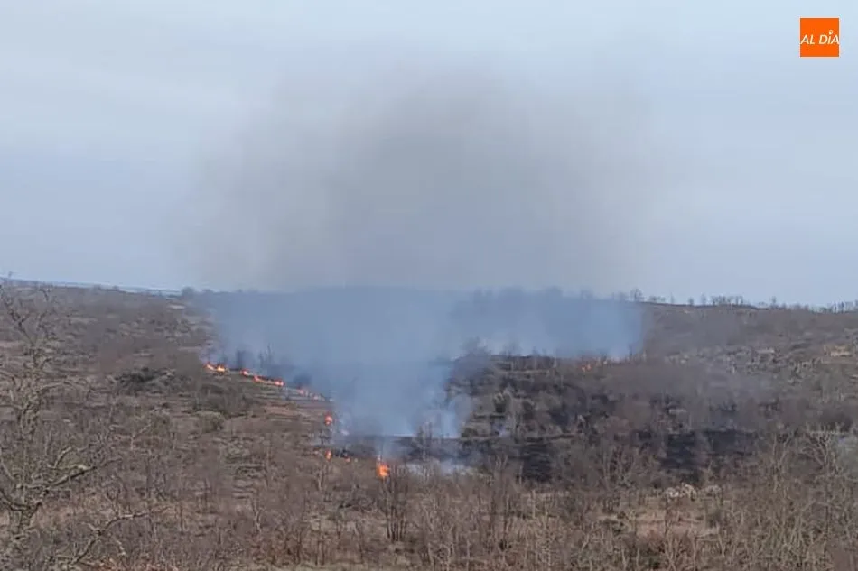 Foto 3 - Villarino espera a los medios de extinci&oacute;n para sofocar un incendio en la zona del Gargall&oacute;n  