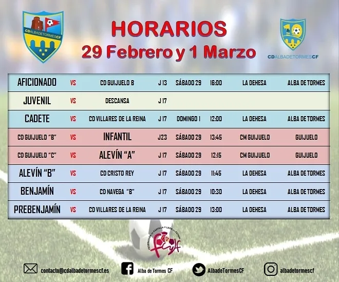 Alba de Tormes CF: Partidos del fin de semana