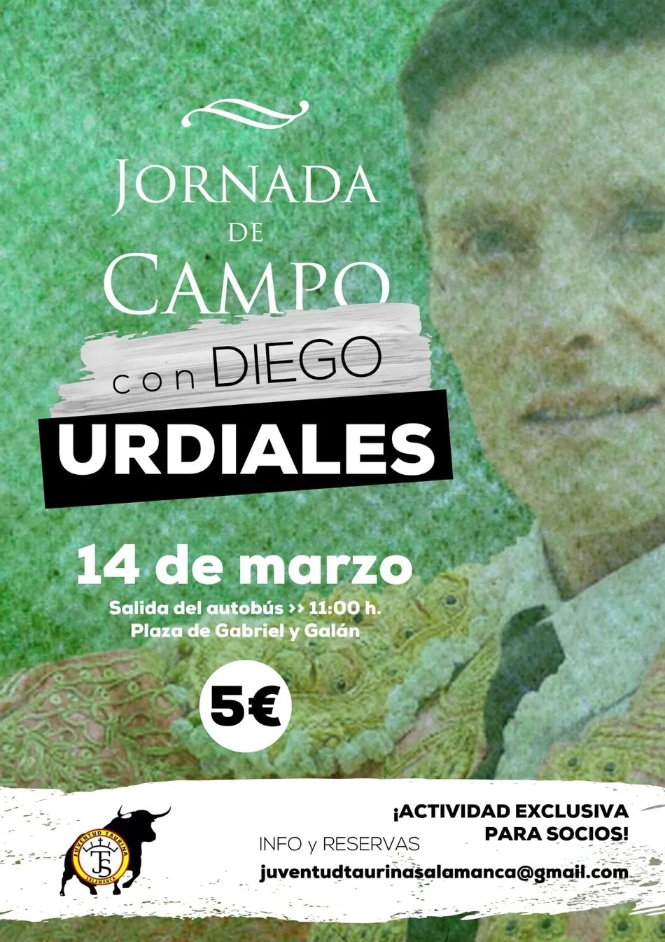 Foto 2 - Diego Urdiales compartir&aacute; una jornada de campo con Juventud Taurina de Salamanca  