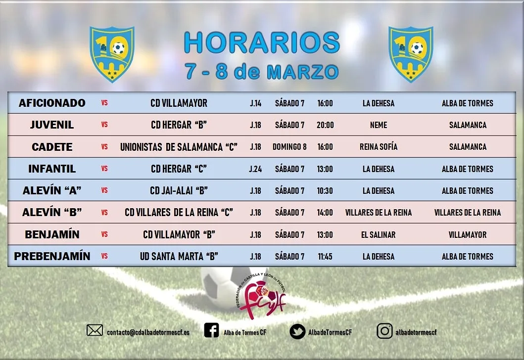 Alba de Tormes CF: Partidos del fin de semana