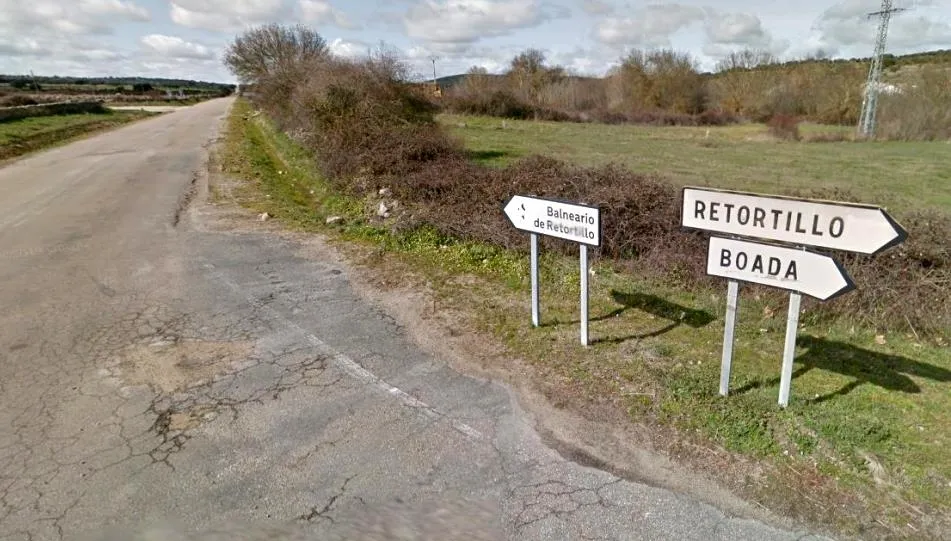 Carretera SA-322, en el término municipal de Retortillo. Foto de Google Maps