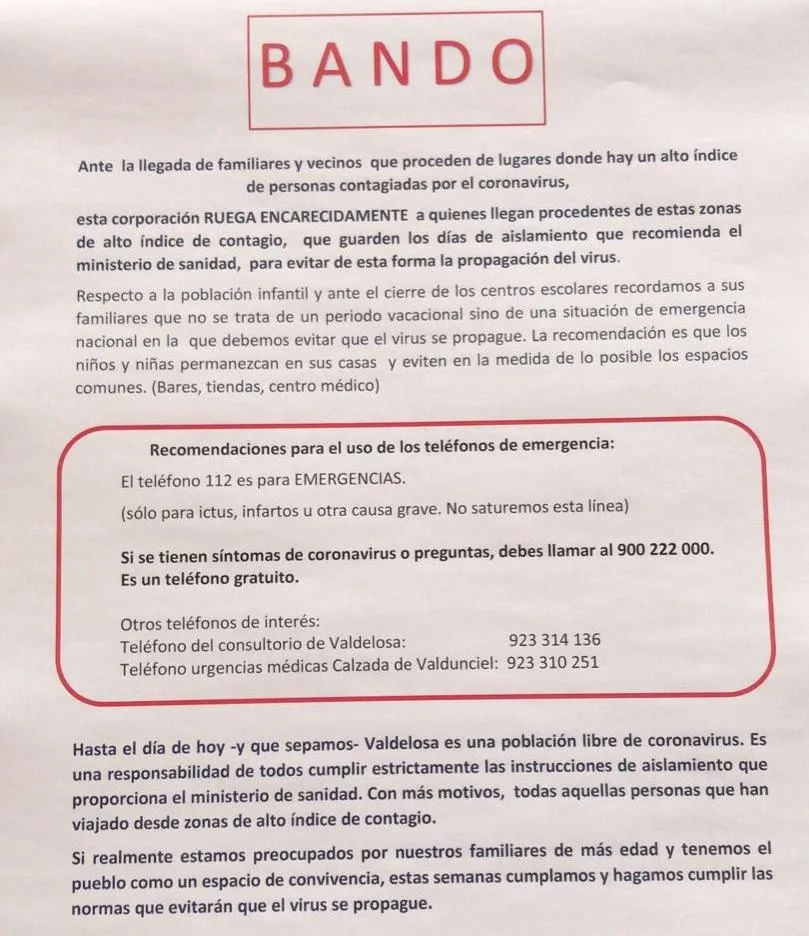 Foto 2 - Valdelosa apela a la responsabilidad de los forasteros para que guarden los d&iacute;as de aislamiento...