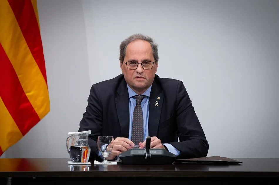 El presidente de la Generalitat, Quim Torra, preside una reunión extraordinaria del Consell Executiu para analizar la evolución del coronavirus, en Barcelona/Catalunya (España) a 12 de marzo de 2020. - David Zorrakino - Europa Press