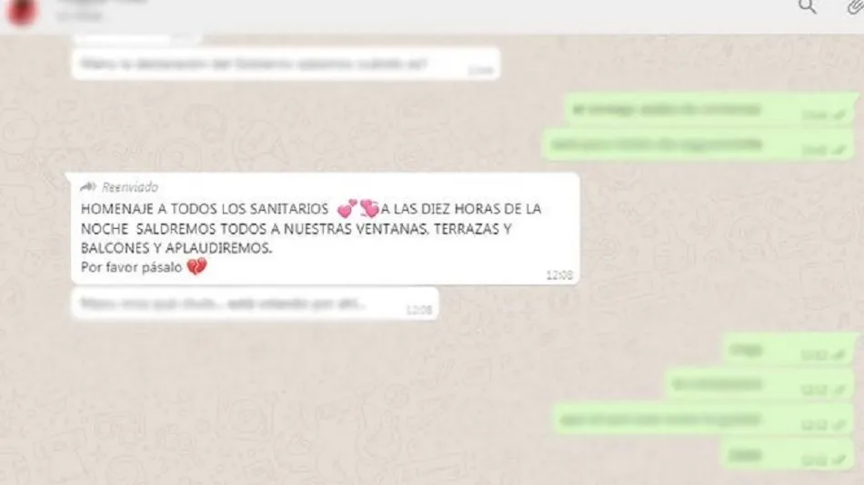 Una captura de uno de los reenvíos del mensaje